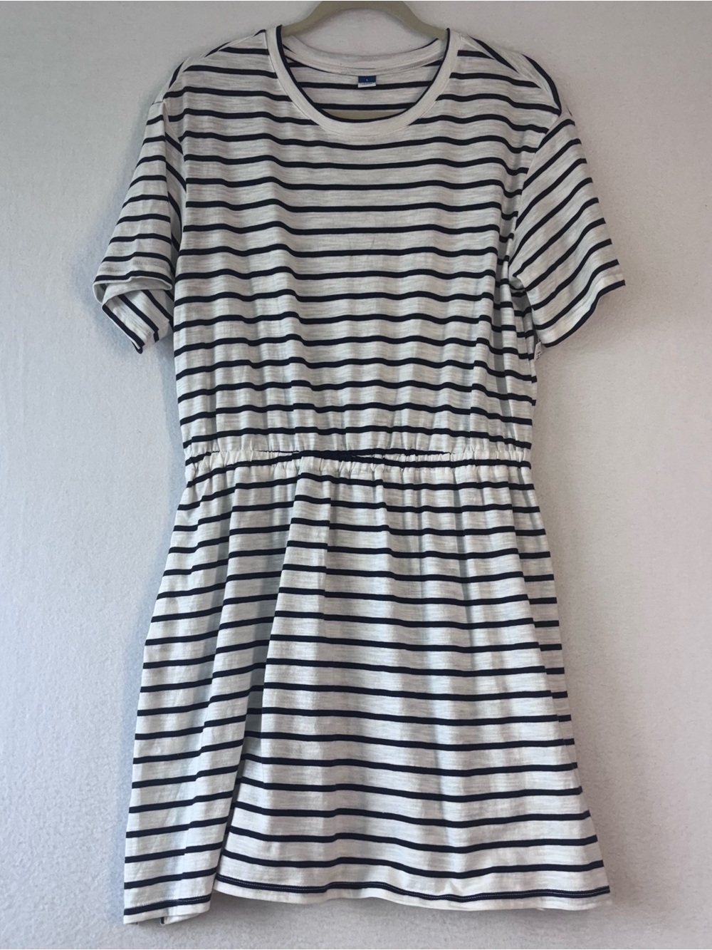 Old Navy Striped T-shirt Dress White Navy Size Large